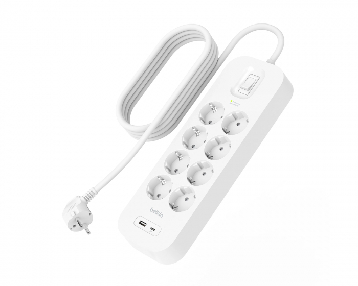 Belkin Pistorasia ylijännitesuojalla - 8 porttia - USB-C PD