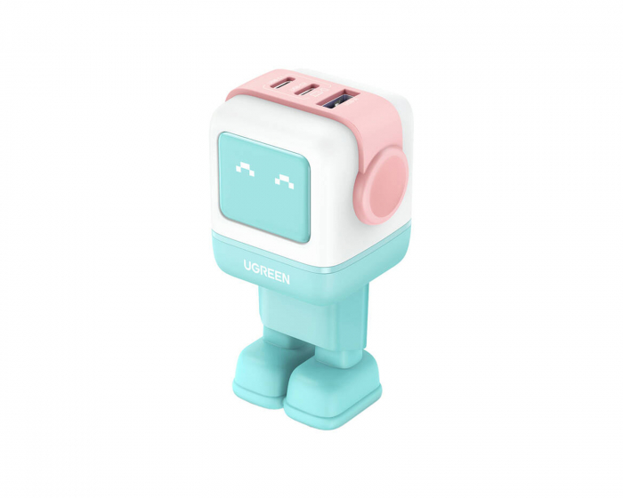 UGREEN Uno Robot GaN 65W Pikalaturi - 3 port - Vaaleanpunainen/Sininen