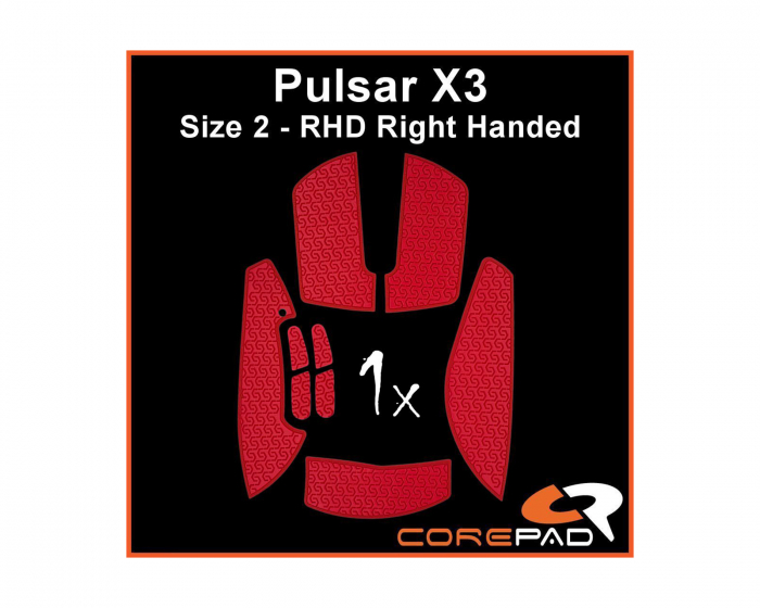 Corepad Soft Grips for Pulsar X3 RHD - Punainen
