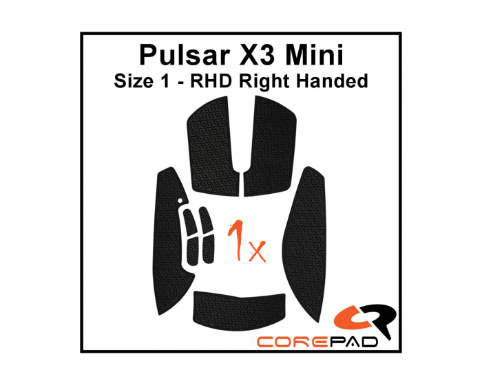Corepad Soft Grips for Pulsar X3 Mini RHD - Musta
