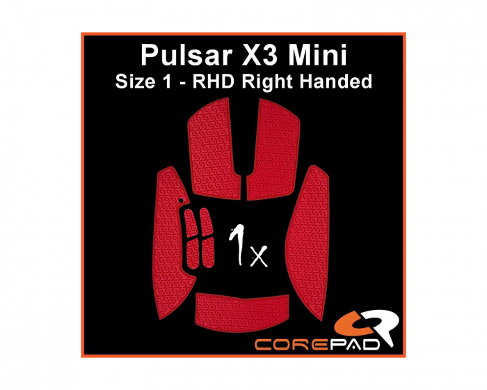 Corepad Soft Grips for Pulsar X3 Mini RHD - Punainen