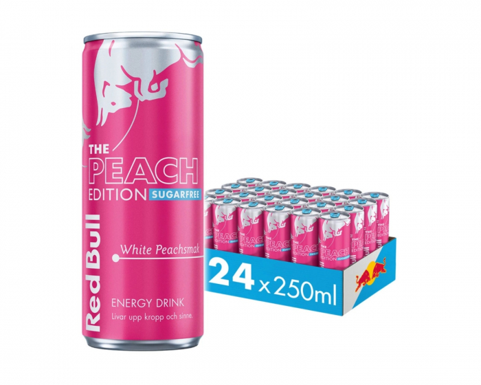 Red Bull 24x Energidryck, 250 ml, White Peach Sokeriton (Valkoinen Persikka)