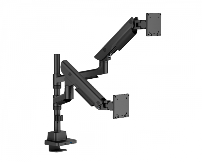 MaxMount Hercules Näytönjalusta 27kg USB-portit 24”-57” Musta - 2 Näyttöä
