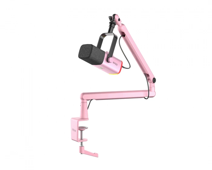 Fifine TAM8 Dynaaminen Mikrofoni & Mikrofoniteline - Rosa