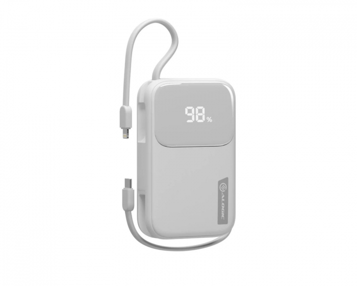 Alogic Tandem+ 20 000 mAh 30W USB-C & Lightning Power Bank - Valkoinen