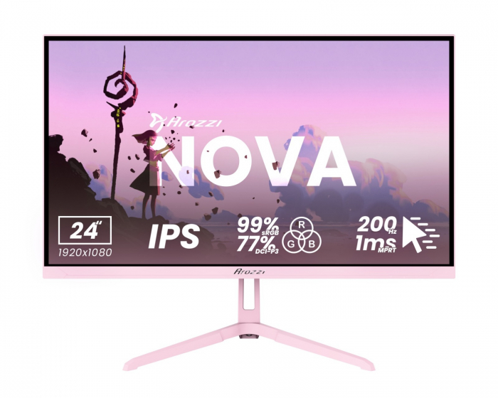 Arozzi Nova 24“ IPS 1920x1080 200Hz Pelimonitori - Vaaleanpunainen