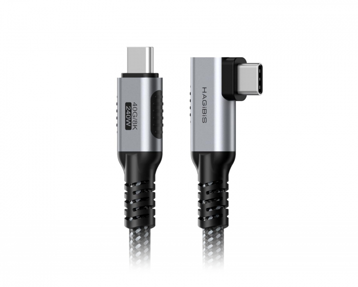 Hagibis USB-C 40G/8K 240W Pikalatauskaapeli 90° Kulma– 1.2 m