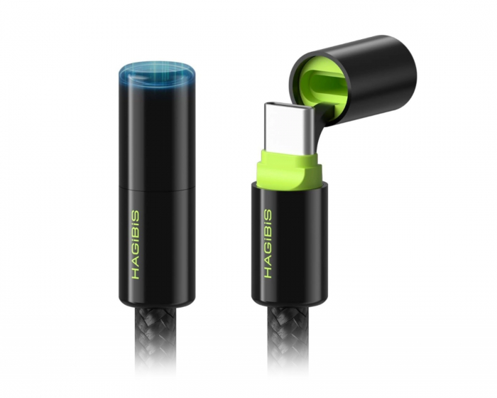 Hagibis USB-C 240W Pikalatauskaapeli 2 m – Musta/Vihreä