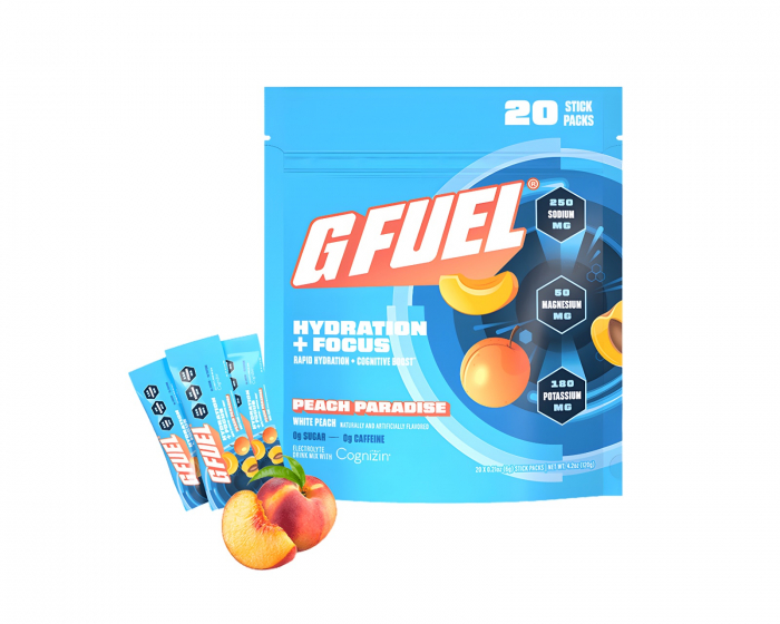 G FUEL Peach Paradise -kosteutus ja keskittyminen pakkaus - 20 annosta