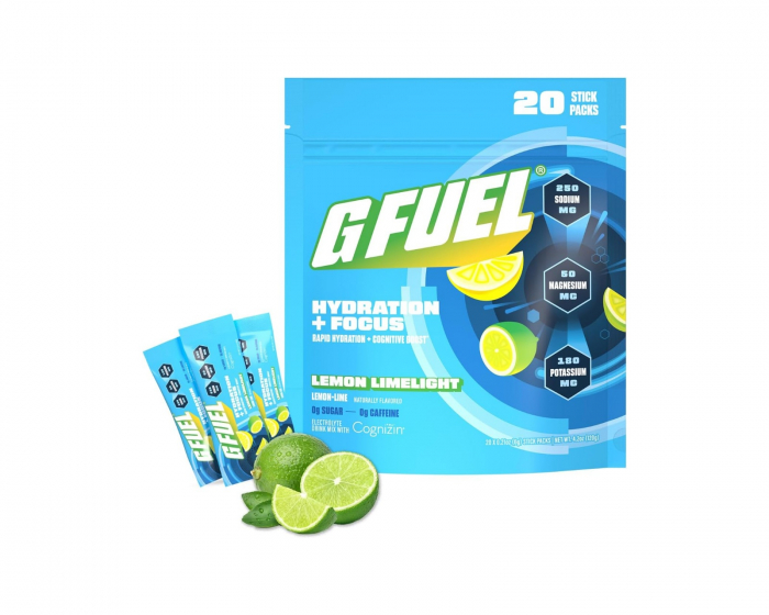 G FUEL Lemon Limelight -kosteutus + keskittyminen -pakkaus - 20 annosta