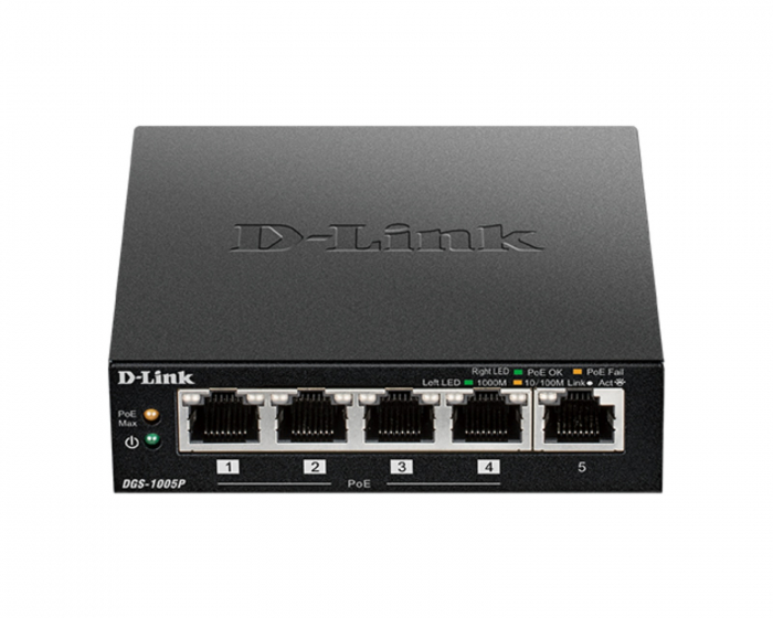D-Link 5-Porttinen Työpöytä Gigabit PoE + Kytkin