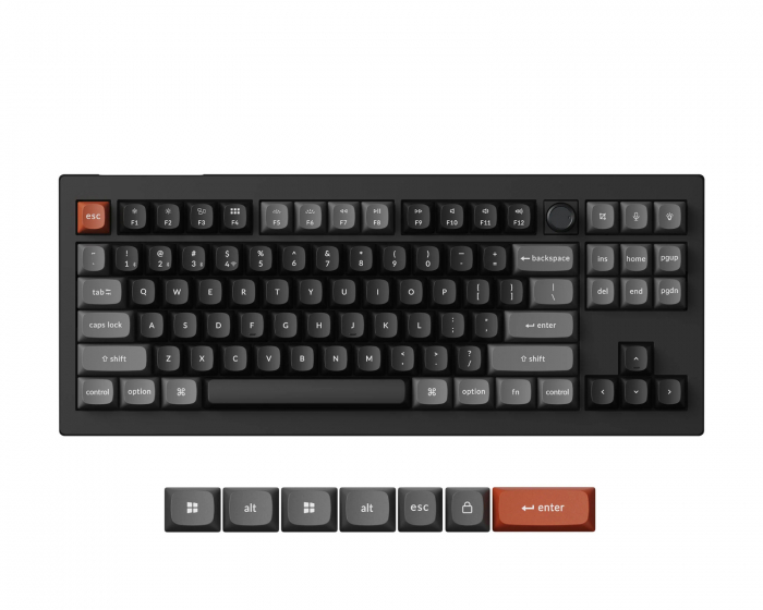 Keychron V3 Ultra 8K Hotswap Knob Langaton ISO Näppäimistö - Musta [Silk POM Banana]