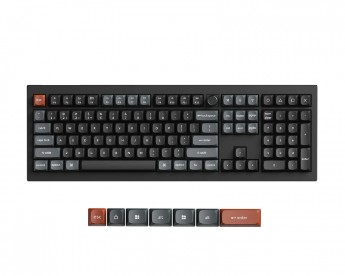 Keychron V6 Ultra 8K Hotswap Knob Langaton ISO Näppäimistö - Musta [Silk POM Brown]