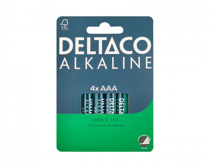 Deltaco AAA-alkaliparistot 4 kpl