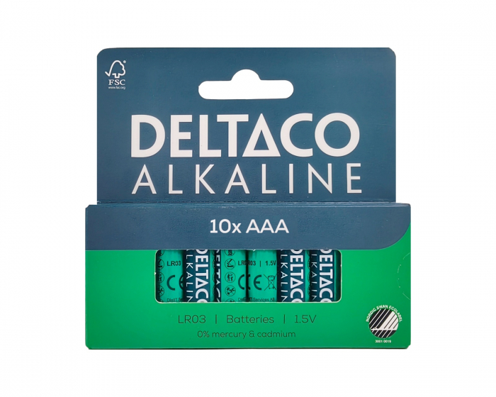 Deltaco AAA-alkaliparistot 10 kpl