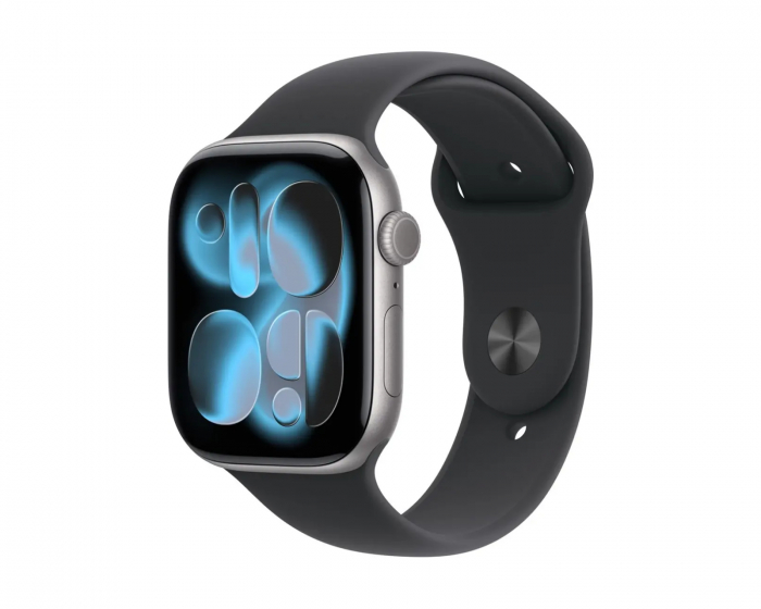 Apple Watch Series 11 46mm Space Grey Aluminium Case Black Sport Band M/L