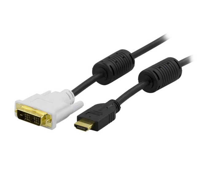 Deltaco DVI-D uros - HDMI Kaapeli uros 2m Musta