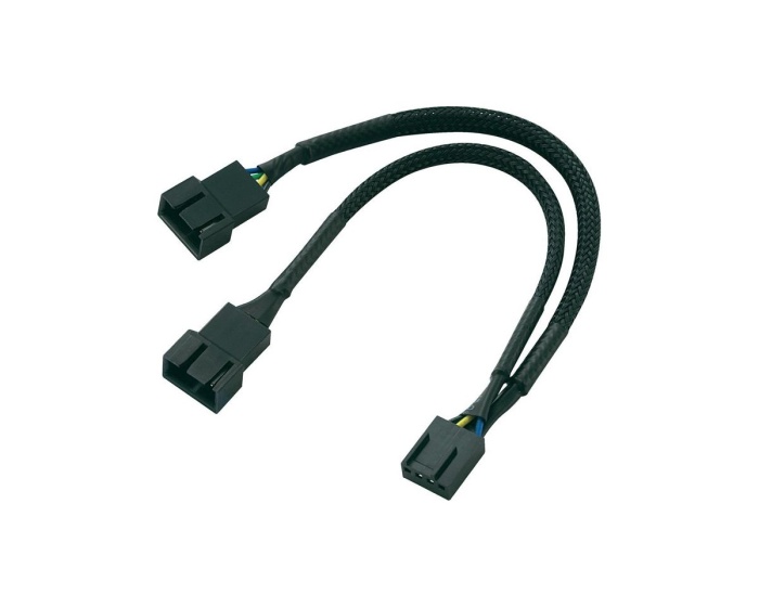 AKASA Y-Adapterikaapeli, 4-pin Naaras- 2 x 4-Pin uros, 10cm, Musta