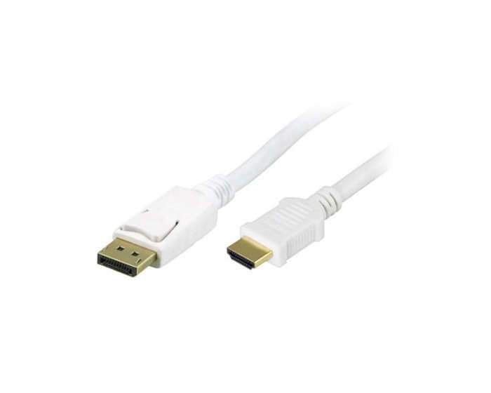 Deltaco DisplayPort -> HDMI 2m Valkoinen -kaapeli