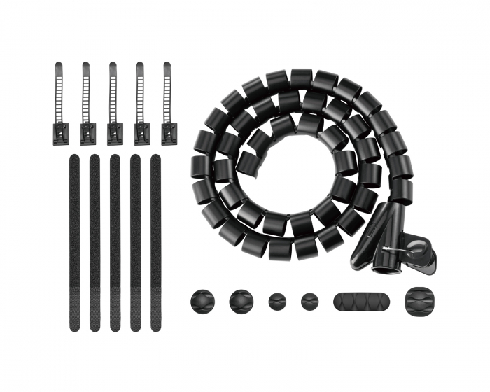 MaxMount Cable Management Organizer Kit - Kaapelipidike, nippusiteet & kaapelikääre (DEMO)