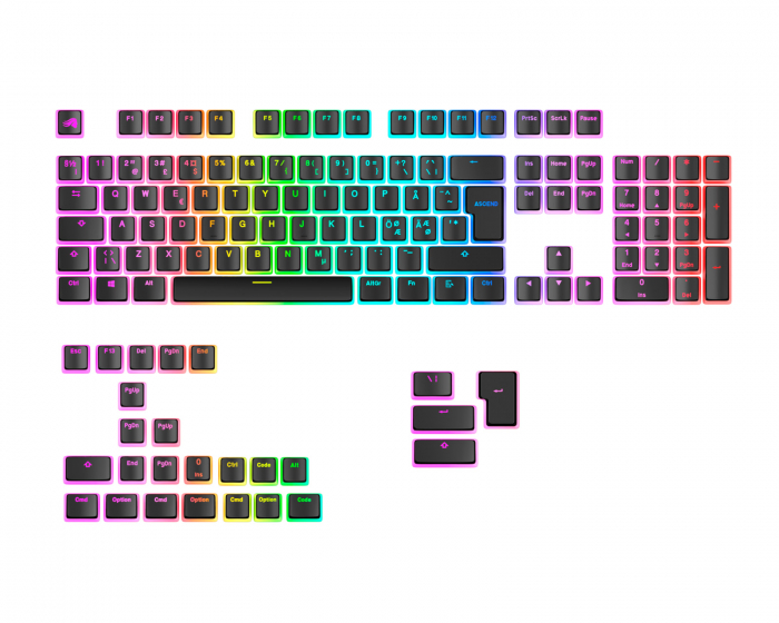 Glorious Aura V3 Keycaps Musta - Nordic ISO (DEMO)