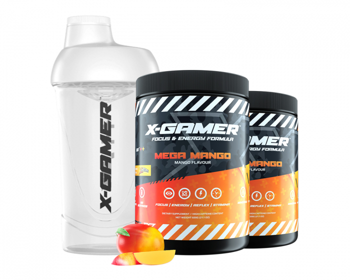 X-Gamer 2 x 600g X-Tubz Mega Mango - 60 Annosta + Sekoitin