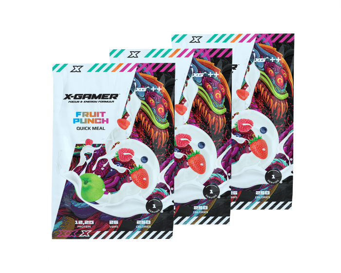 X-Gamer Quick Meal Pack - 3 kpl (210g) - Fruit Punch