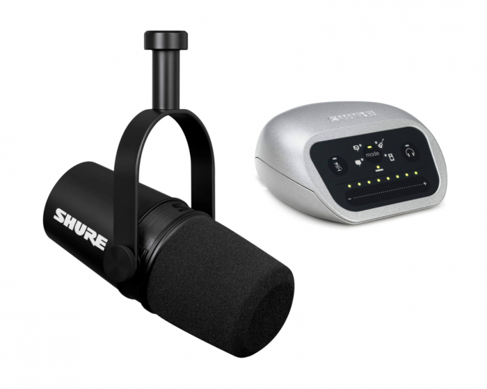 Shure MV7X XLR Podcast Mikrofoni + MVI/A-LTG Digital Audio Interface Bundle