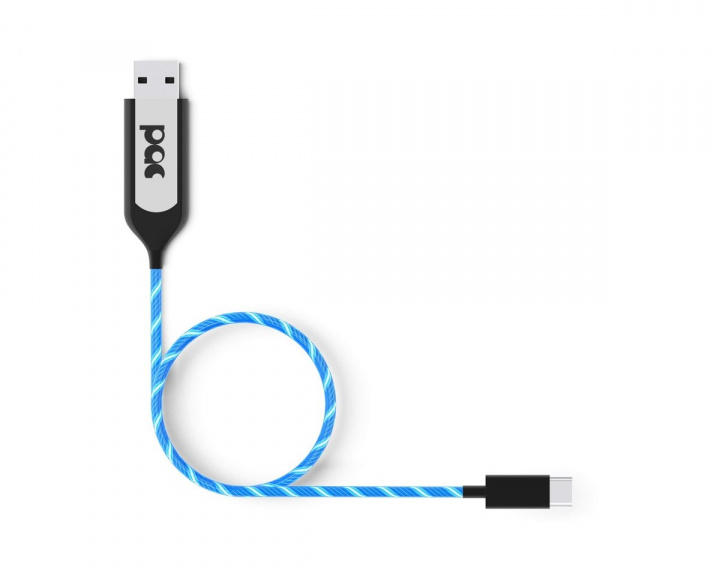 PAC Latausjohto USB-C 1m Sininen LED-valaistu johto