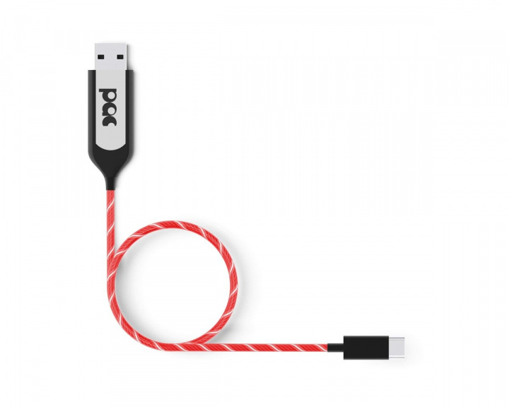 PAC Latausjohto USB-C 1m Punainen LED-valaistu johto