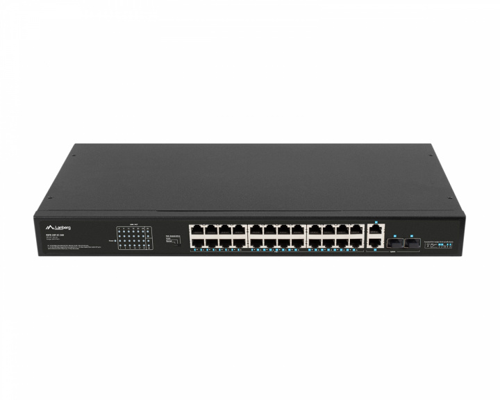 Lanberg 24-porttinen Kytkin, 100MB POE+/2X COMBO RACK 19” (1000 Mbps, Max 360W)