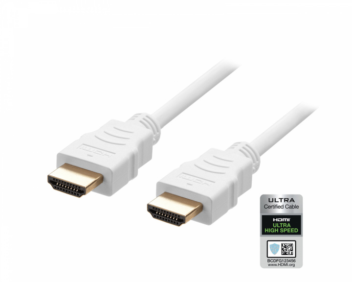 Deltaco Ultra High Speed HDMI-kaapeli 2.1 - Valkoinen - 1m