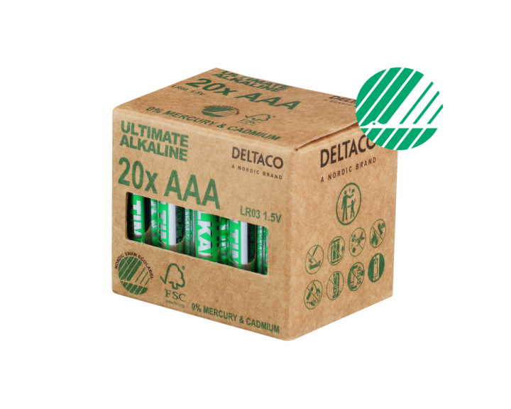 Deltaco Ultimate Alkaline AAA-Paristot, 20-pack