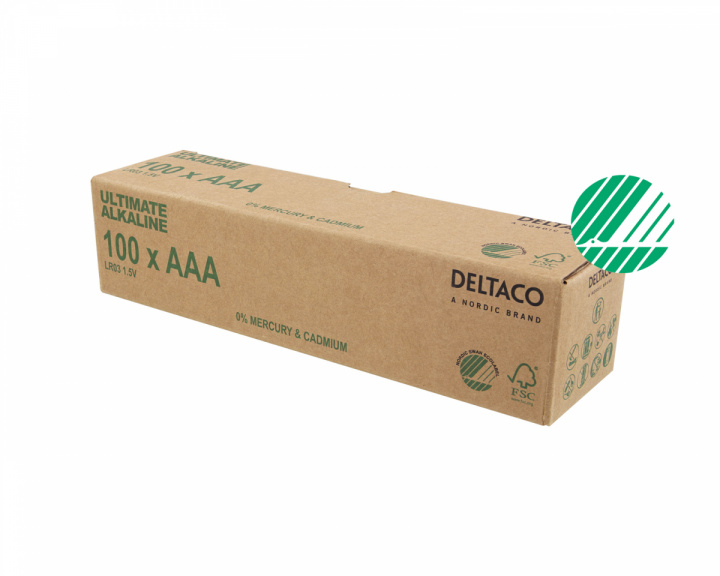Deltaco Ultimate Alkaline AAA-Paristot, 100-pack (Bulk)