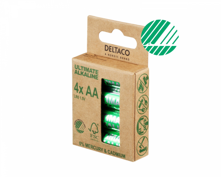 Deltaco Ultimate Alkaline AA-Paristot, 4-pack