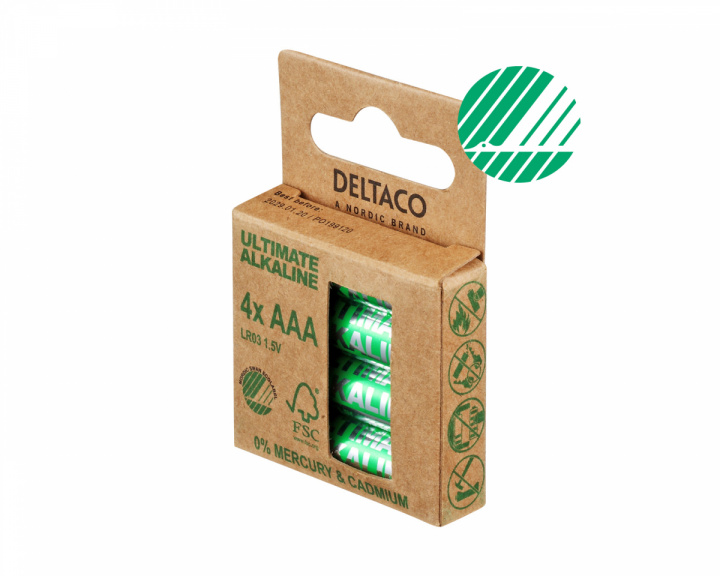 Deltaco Ultimate Alkaline AAA-Paristot, 4-pack