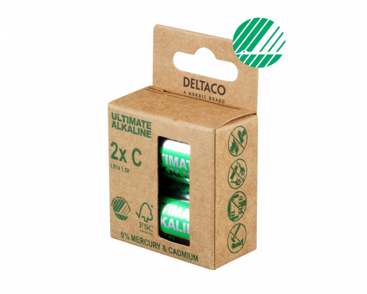 Deltaco Ultimate Alkaline C-Paristot, 2-pack