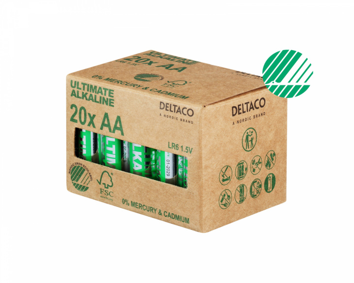 Deltaco Ultimate Alkaline AA-Paristot, 20-pack