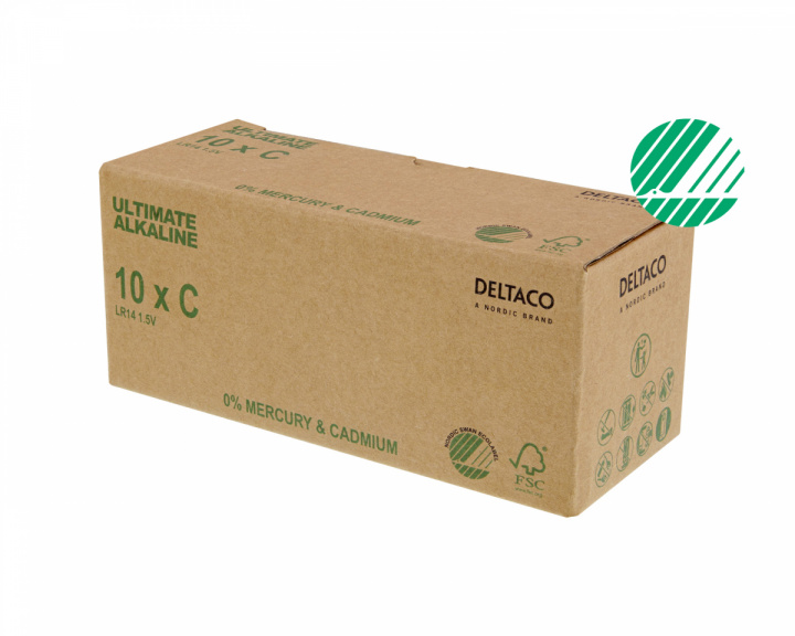 Deltaco Ultimate Alkaline C-Paristot, 10-pack (Bulk)