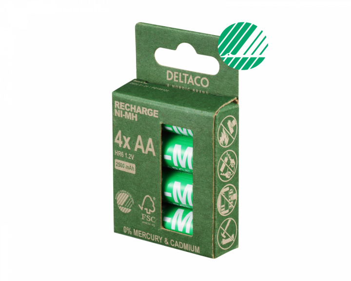 Deltaco  Ladattava AA-paristot, 1000mAh, 4-pack