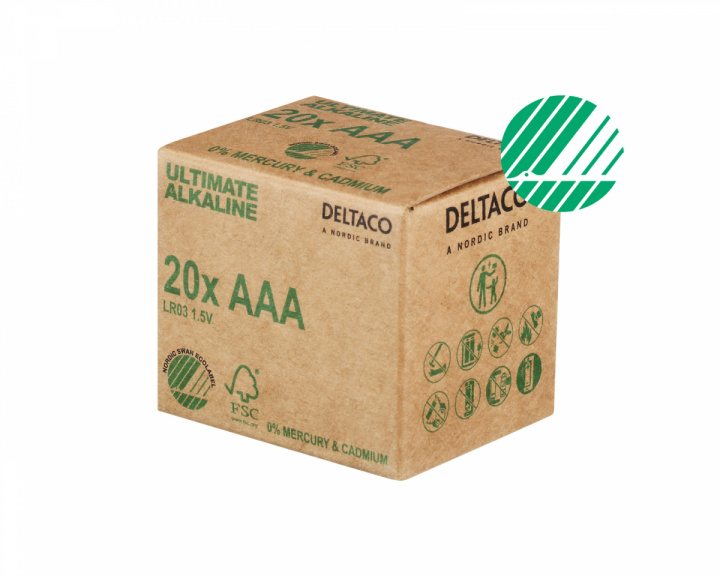 Deltaco Ultimate Alkaline AAA-Paristot, 20-pack (Bulk)