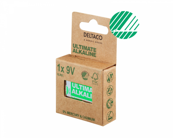 Deltaco Ultimate Alkaline 9V-Paristot, 1-pack