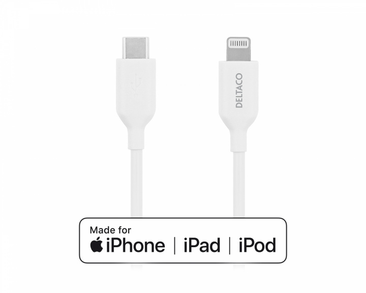 Deltaco USB-C > Lightning MFi - Charge/sync cable 1m - Valkoinen -kaapeli