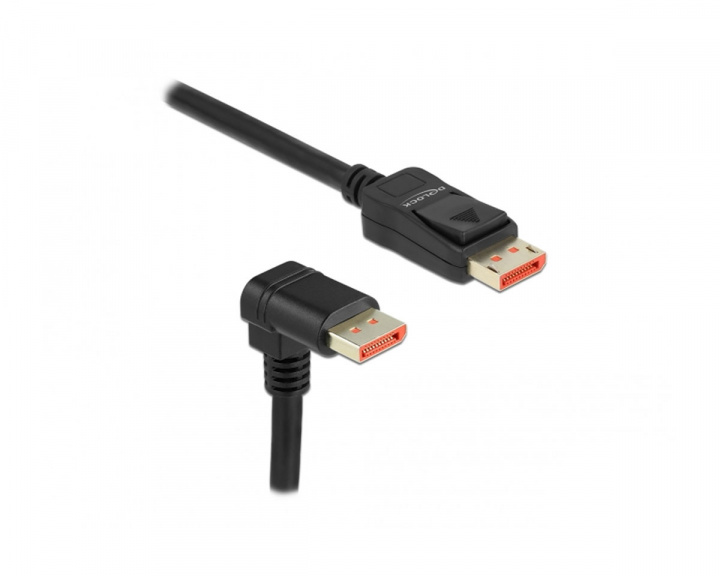 Delock DisplayPort 1.4 (4k/8k) - 90° alaspäin, näyttökaapeli - Musta - 1m