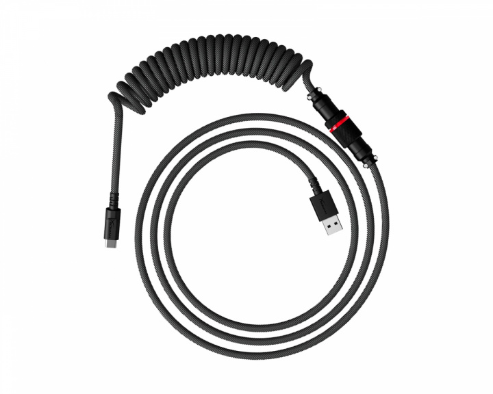 HyperX USB-C Coiled Cable - Harmaa / Musta - Näppäimistön Kierrekaapeli