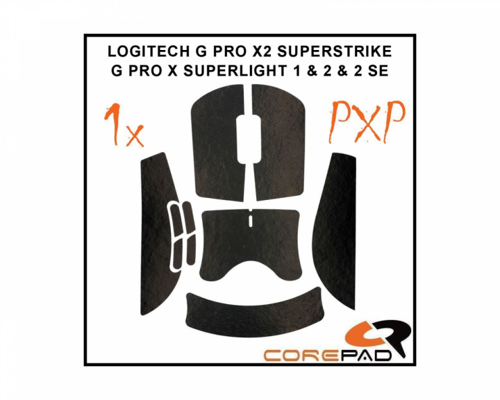 Corepad PXP Grips G PRO X SUPERLIGHT 1 / 2 / 2 SE & X2 SUPERSTRIKE - Black