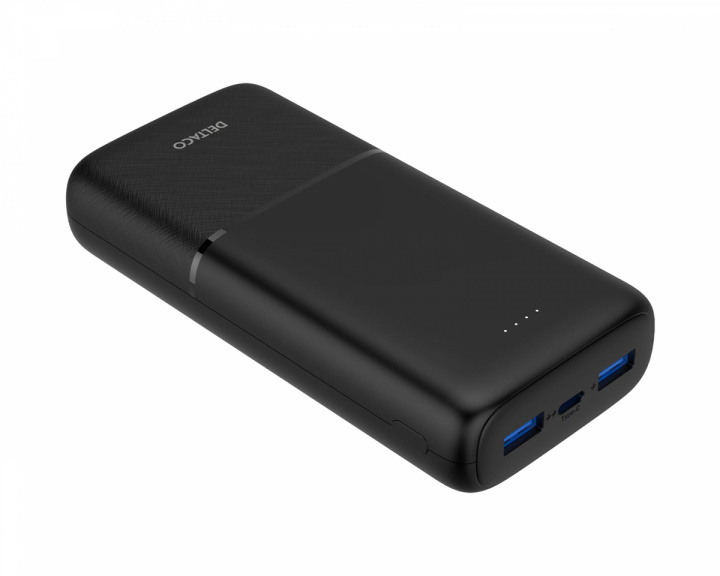 Deltaco Nopea Lataus 20.000 mAh Powerbank - Musta