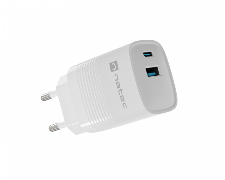 Natec Ribera GaN USB-A & USB-C Laturi - 30W - Valkoinen