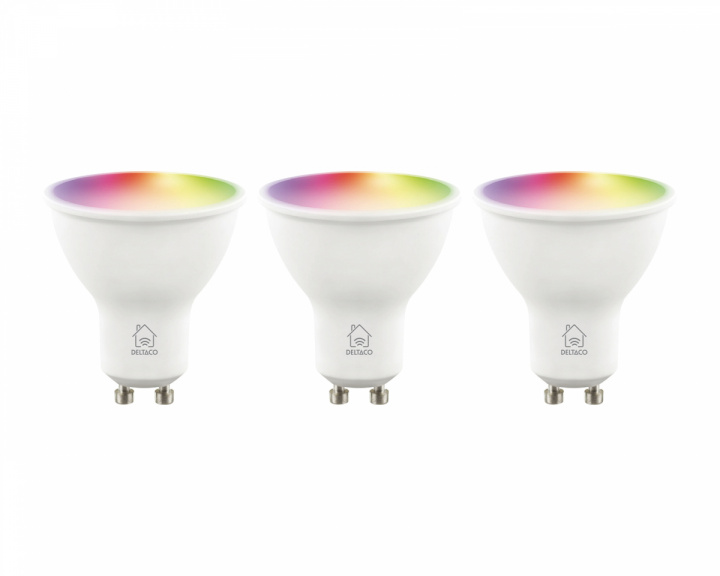 Deltaco Smart Home RGB LED Älylamppu GU10 WiFi 4.7W - 3-pack