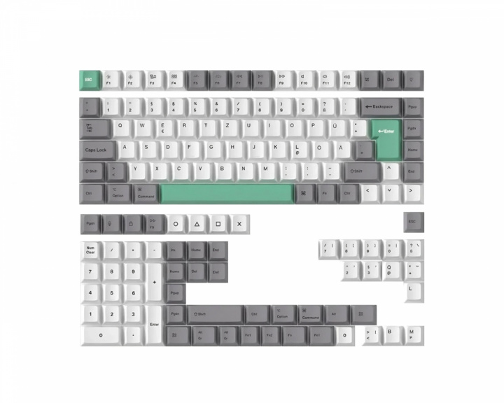 Keychron PBT Keycap set ISO German - Gray White Mint